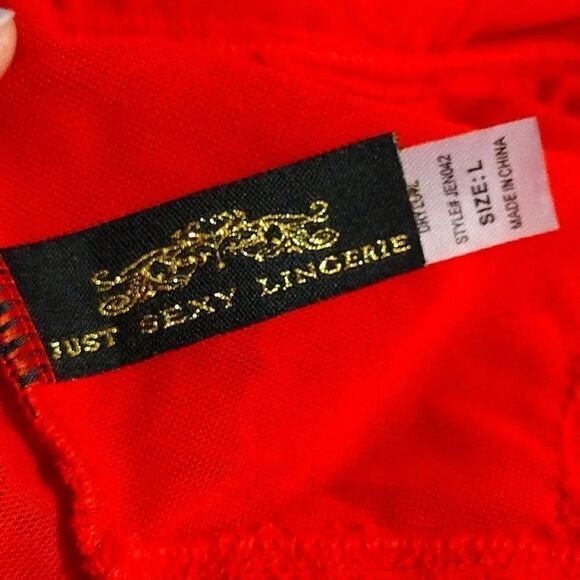 Just Sexy Barbados Cherry One Piece Lace Bodysuit Intimates Large NWT - Picture 12 of 14